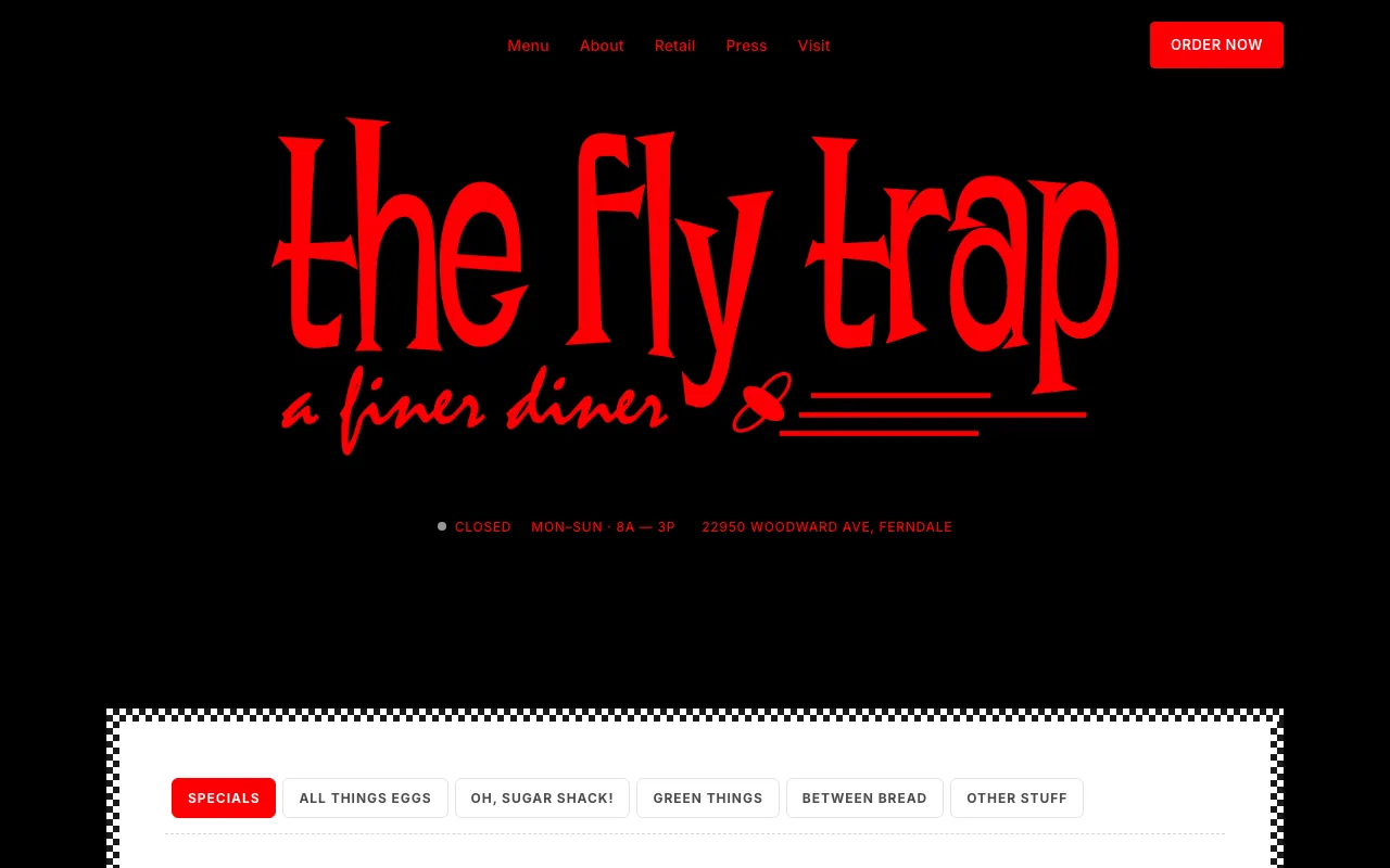 Screenshot of the The Fly Trap website