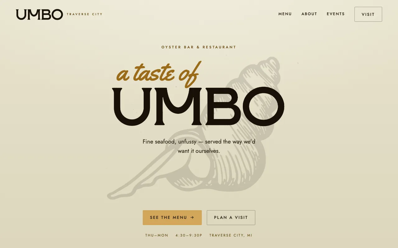 Screenshot of the Umbo website